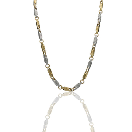 Collana Oro Giallo Oro Bianco Oro 18 carati Catena Piatta Solo Oro
