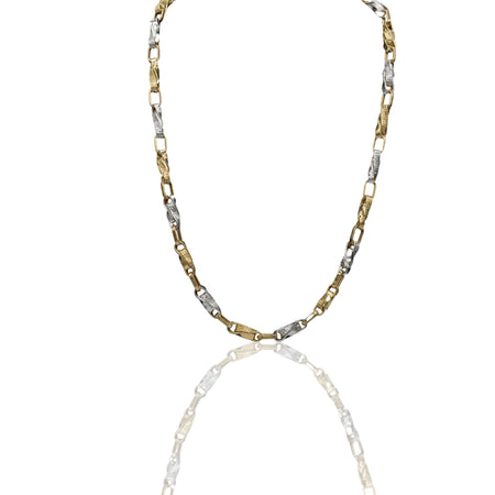 Collana Oro Giallo Oro Bianco Oro 18 carati  Girocollo Intrecciato Greca Solo Oro