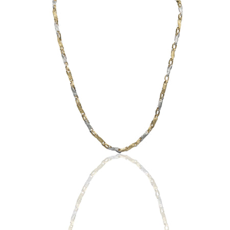 Collana Oro Giallo Oro Bianco Oro 18 carati  Girocollo Intrecciato Con Greca Solo Oro