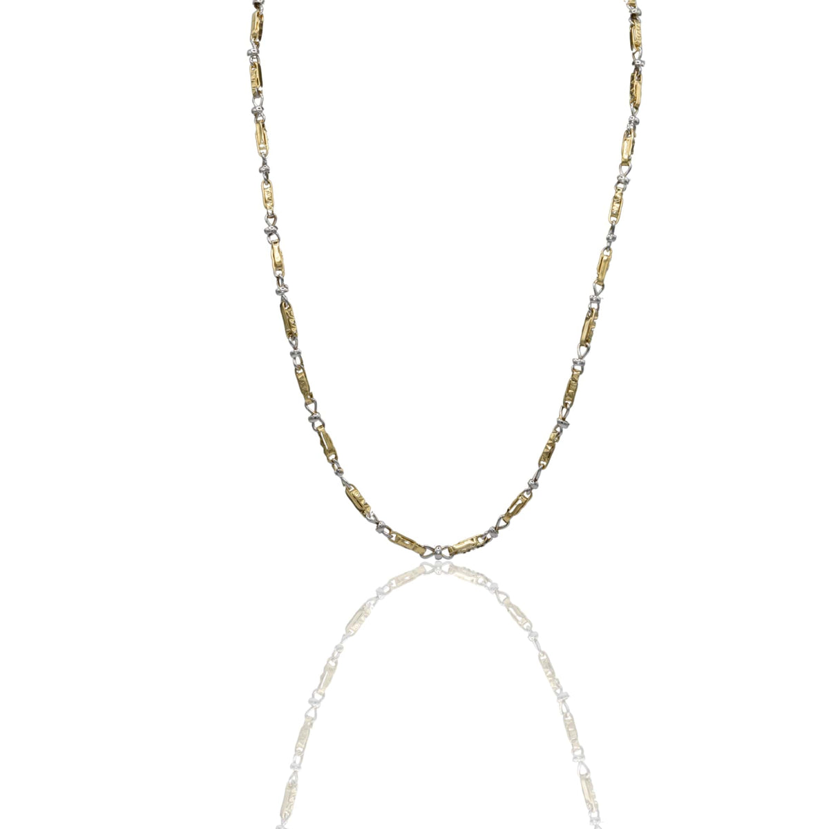 Collana Oro Giallo Oro Bianco Oro 18 carati Catena Piatta Solo Oro
