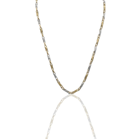Collana Oro Giallo Oro Bianco Oro 18 carati  Girocollo Intrecciato Con Greca  Solo Oro