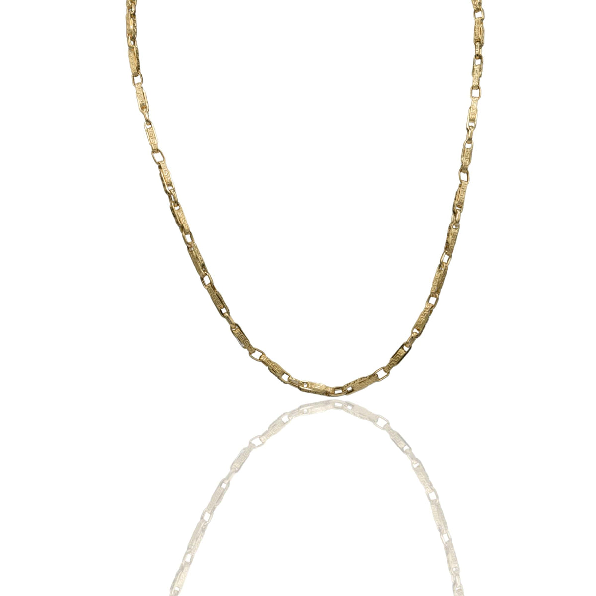 Collana Oro Giallo Oro 18 carati Girocollo maglie alternate e greca Solo Oro