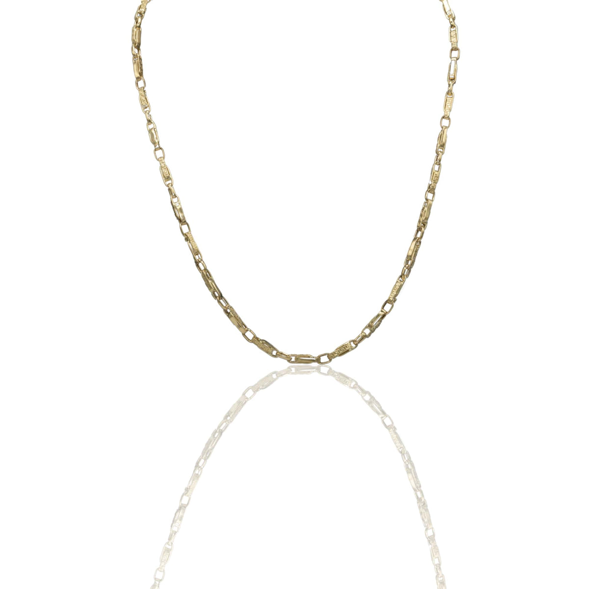 Collana Oro Giallo Oro 18 carati Girocollo maglie alternate e greca Solo Oro
