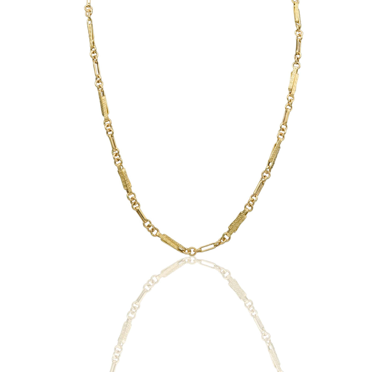 Collana Oro Giallo Oro 18 carati Girocollo maglie alternate e greca Solo Oro