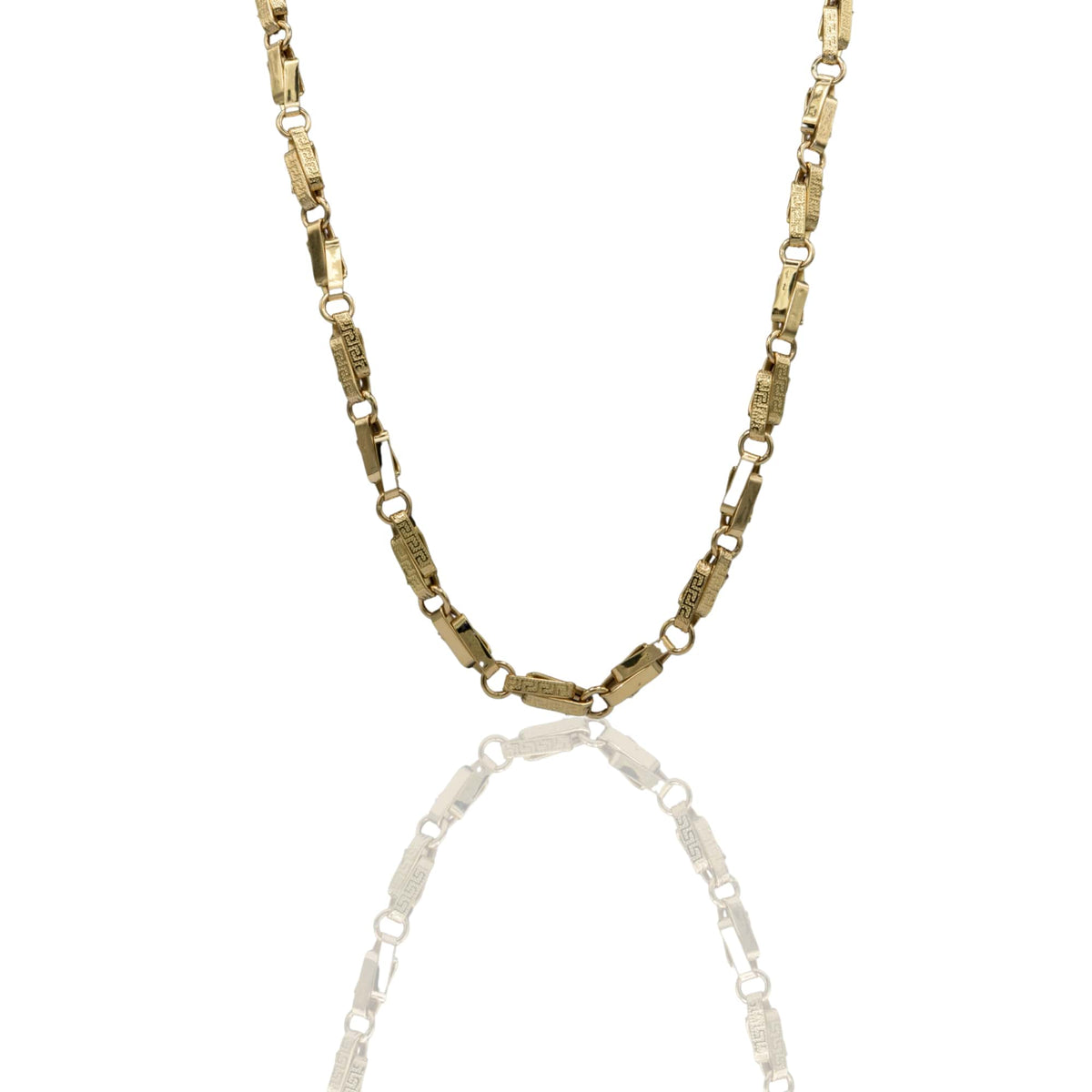 Collana Oro Giallo Oro 18 carati Girocollo maglie alternate e greca Solo Oro