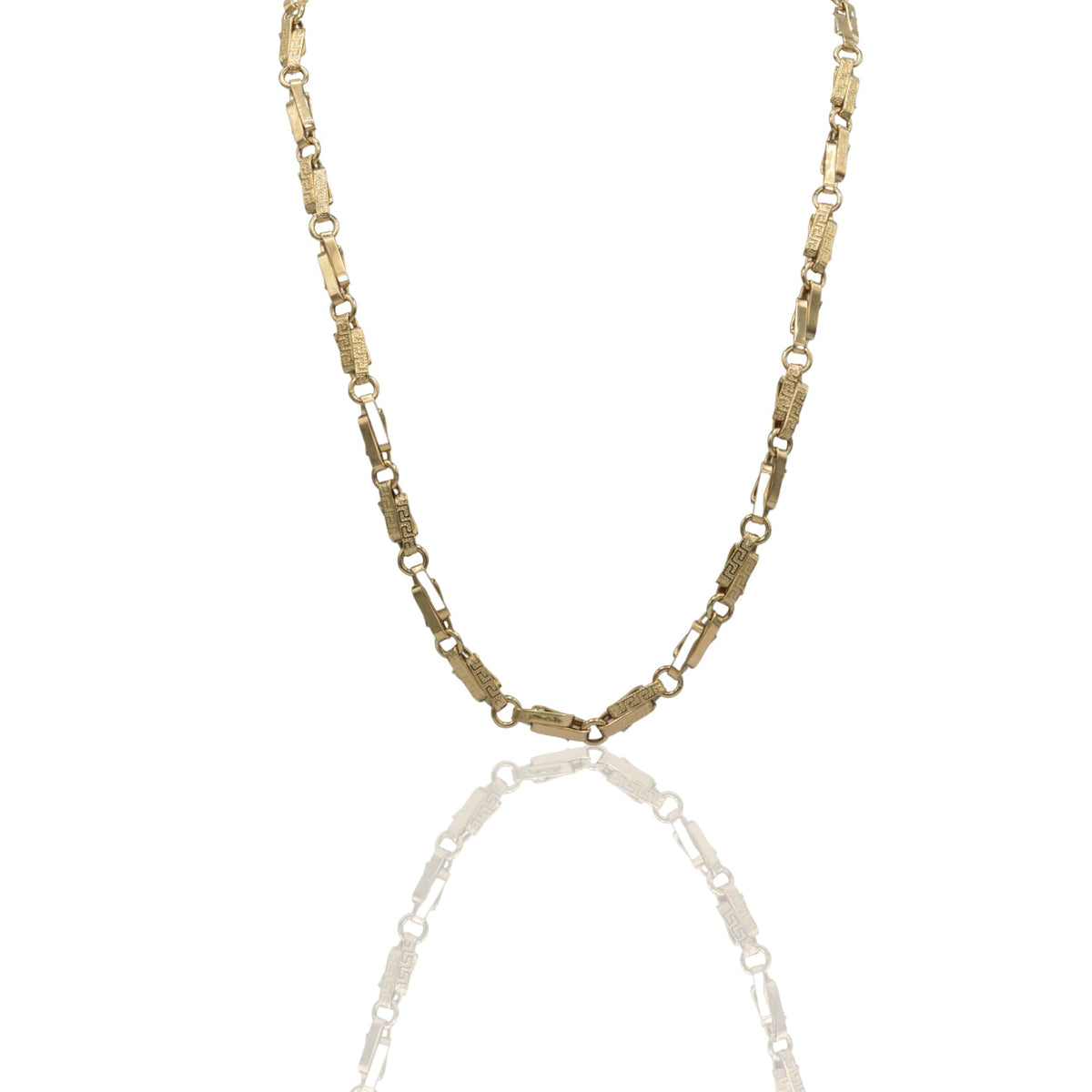Collana Oro Giallo Oro 18 carati Girocollo catena schiacciata con greca Solo Oro