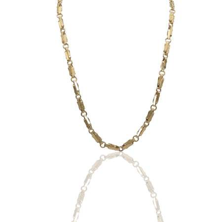 Collana Oro Giallo Oro 18 carati Girocollo catena schiacciata con greca Solo Oro