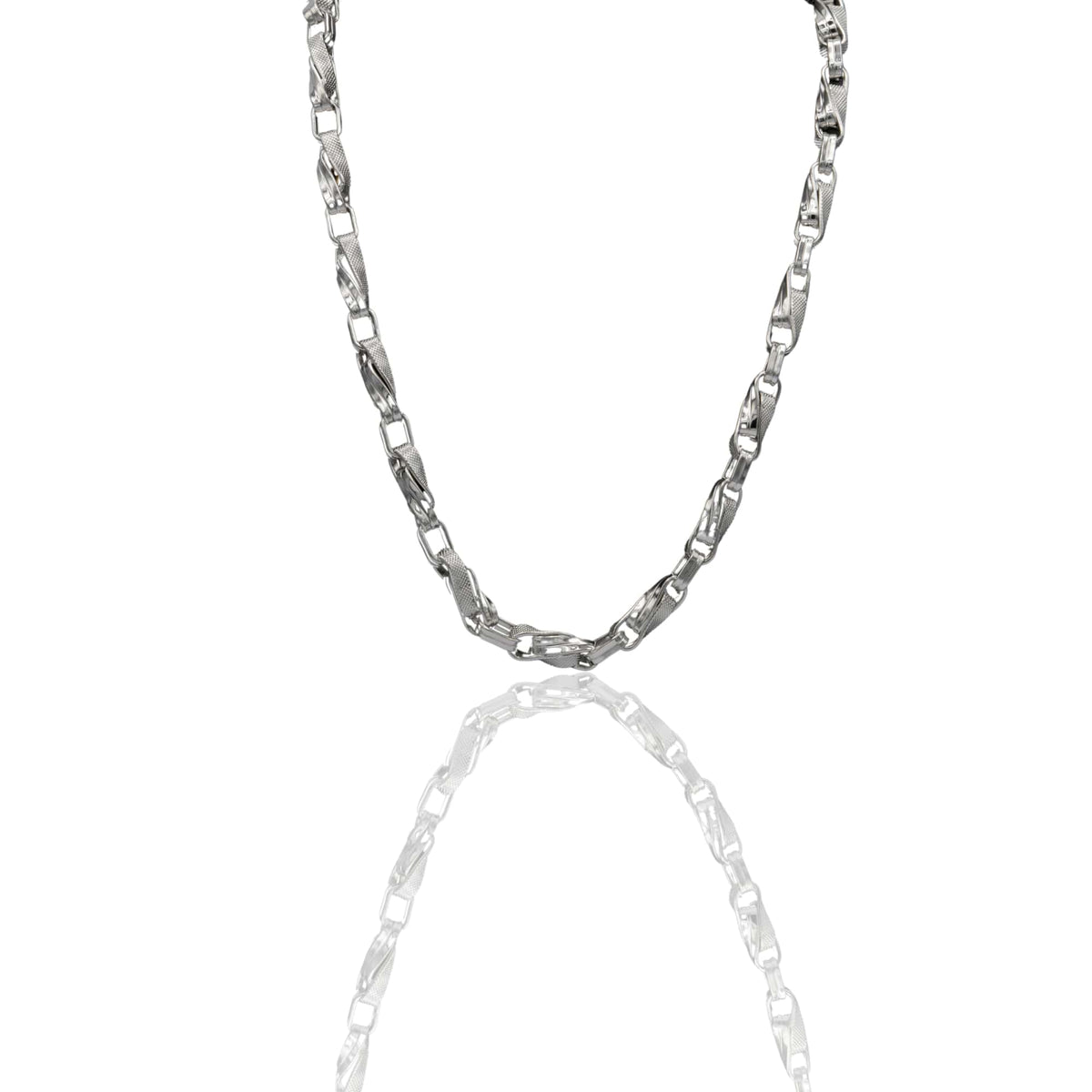 Collana Oro Bianco Oro 18 carati Girocollo Intrecciato Puntinato Solo Oro