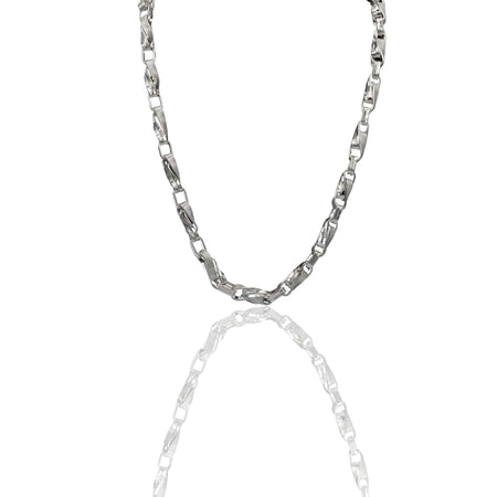 Collana Oro Bianco Oro 18 carati Girocollo Intrecciato Puntinato Solo Oro