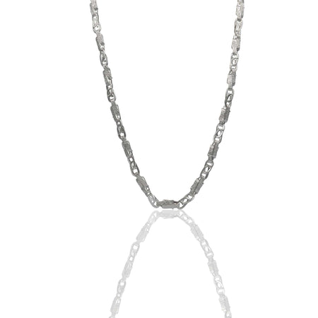 Collana Oro Bianco Oro 18 carati Girocollo catena schiacciata con greca Solo Oro