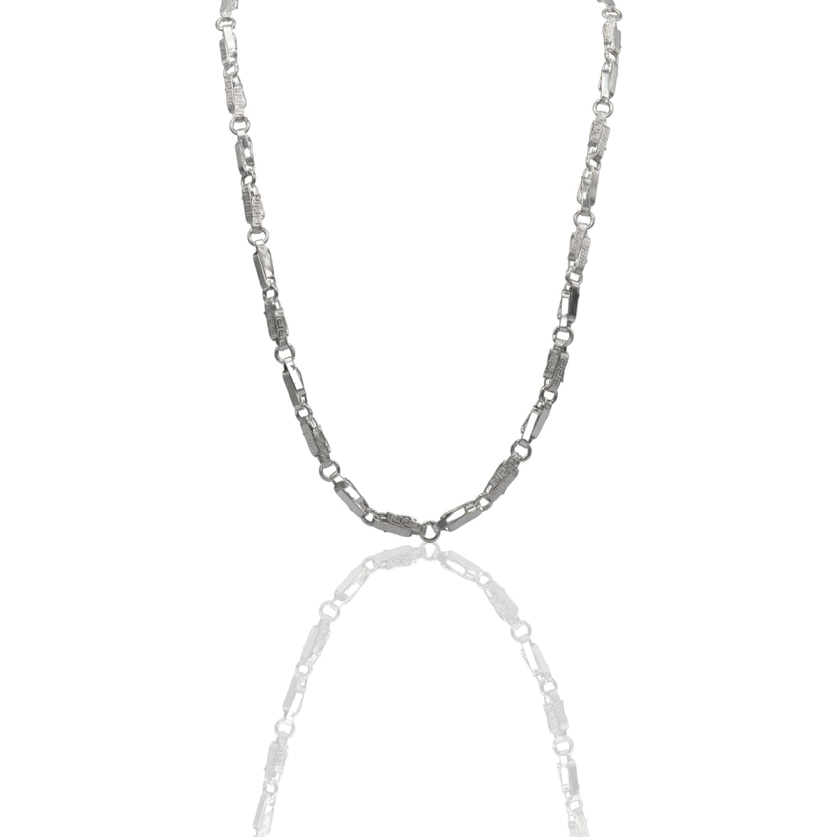 Collana Oro Bianco Oro 18 carati Girocollo catena schiacciata con greca Solo Oro