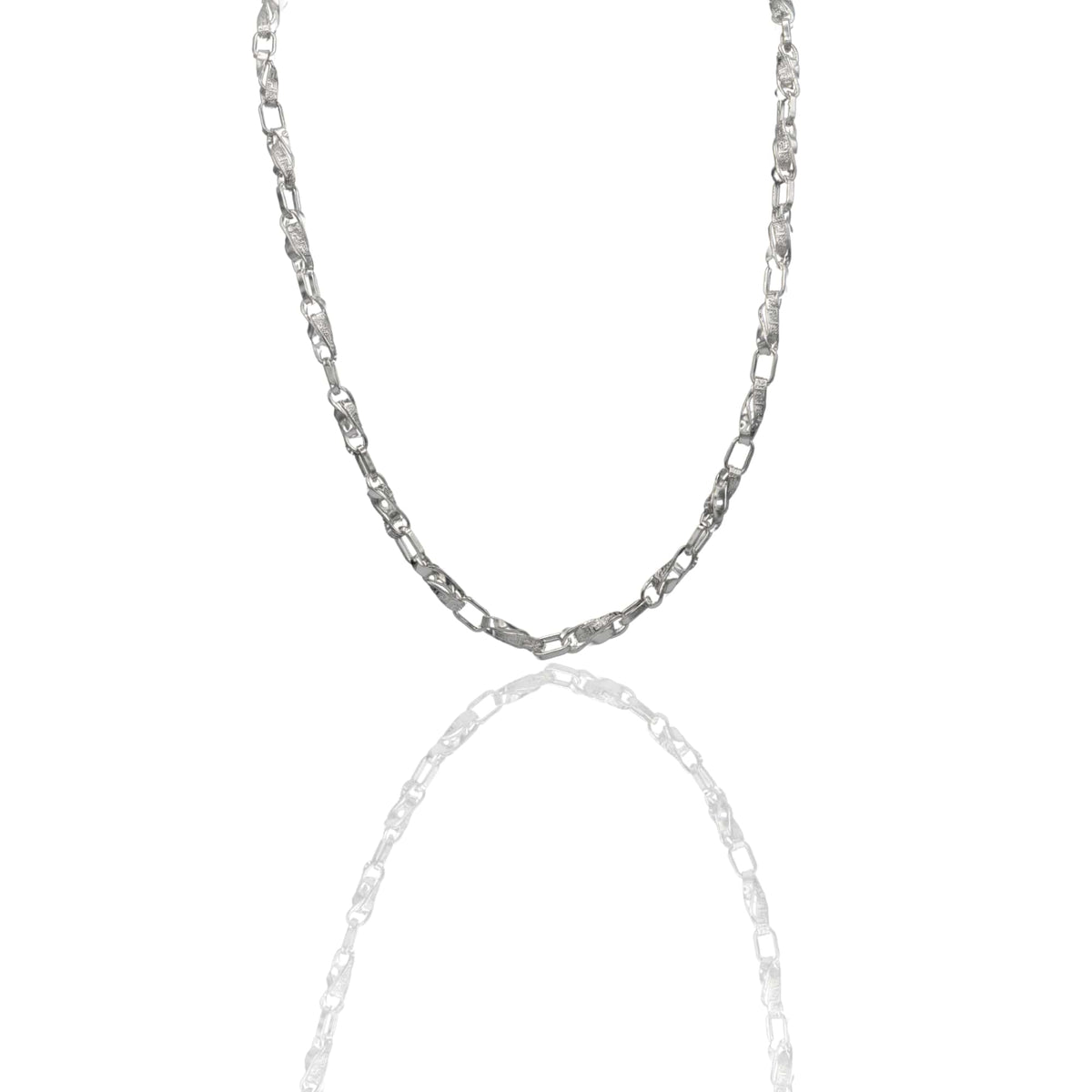 Collana Oro Bianco Oro 18 carati Girocollo catena intrecciata con greca Solo Oro