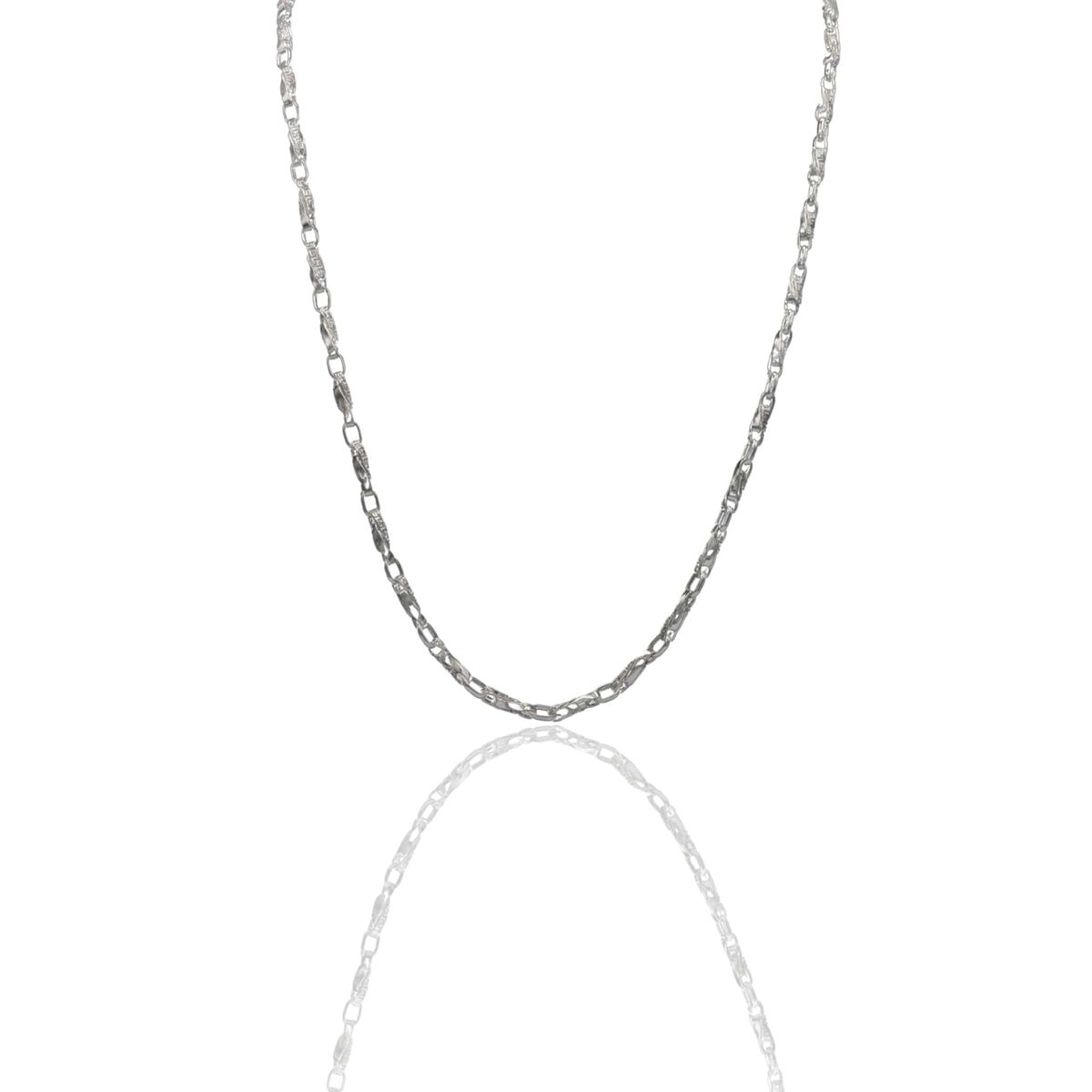 Collana Oro Bianco Oro 18 carati Girocollo catena intrecciata con greca Solo Oro