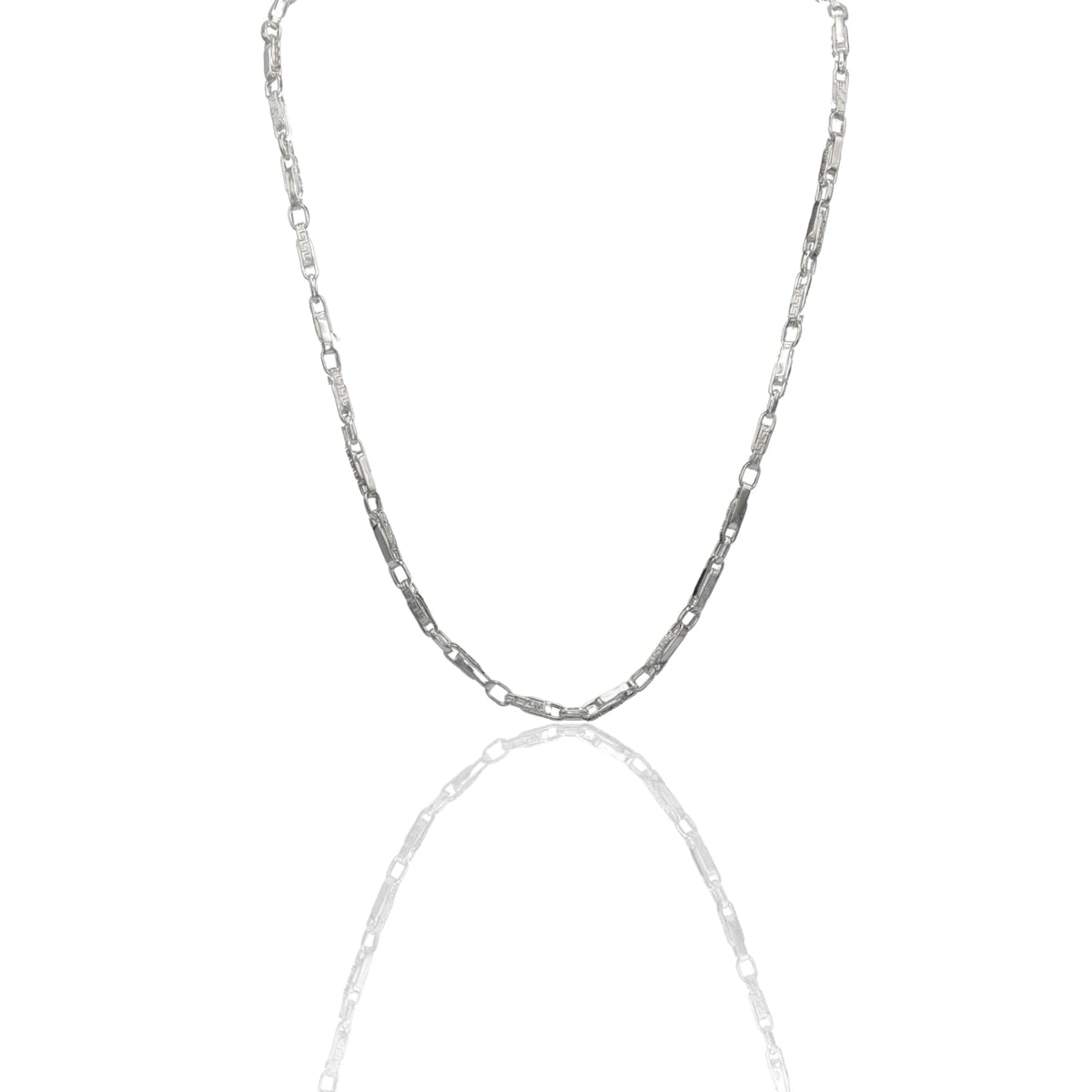 Collana Oro Bianco Oro 18 carati Girocollo catena intrecciata con greca Solo Oro