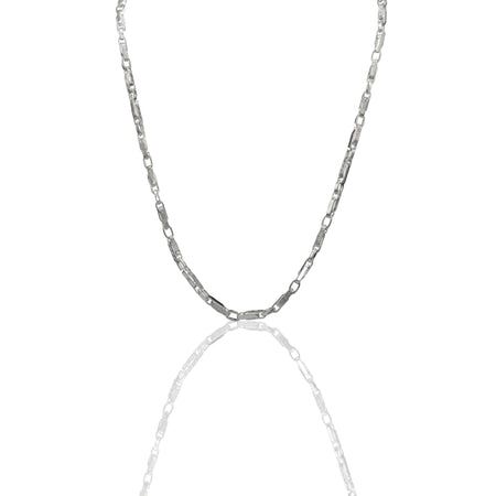 Collana Oro Bianco Oro 18 carati Girocollo catena intrecciata con greca Solo Oro