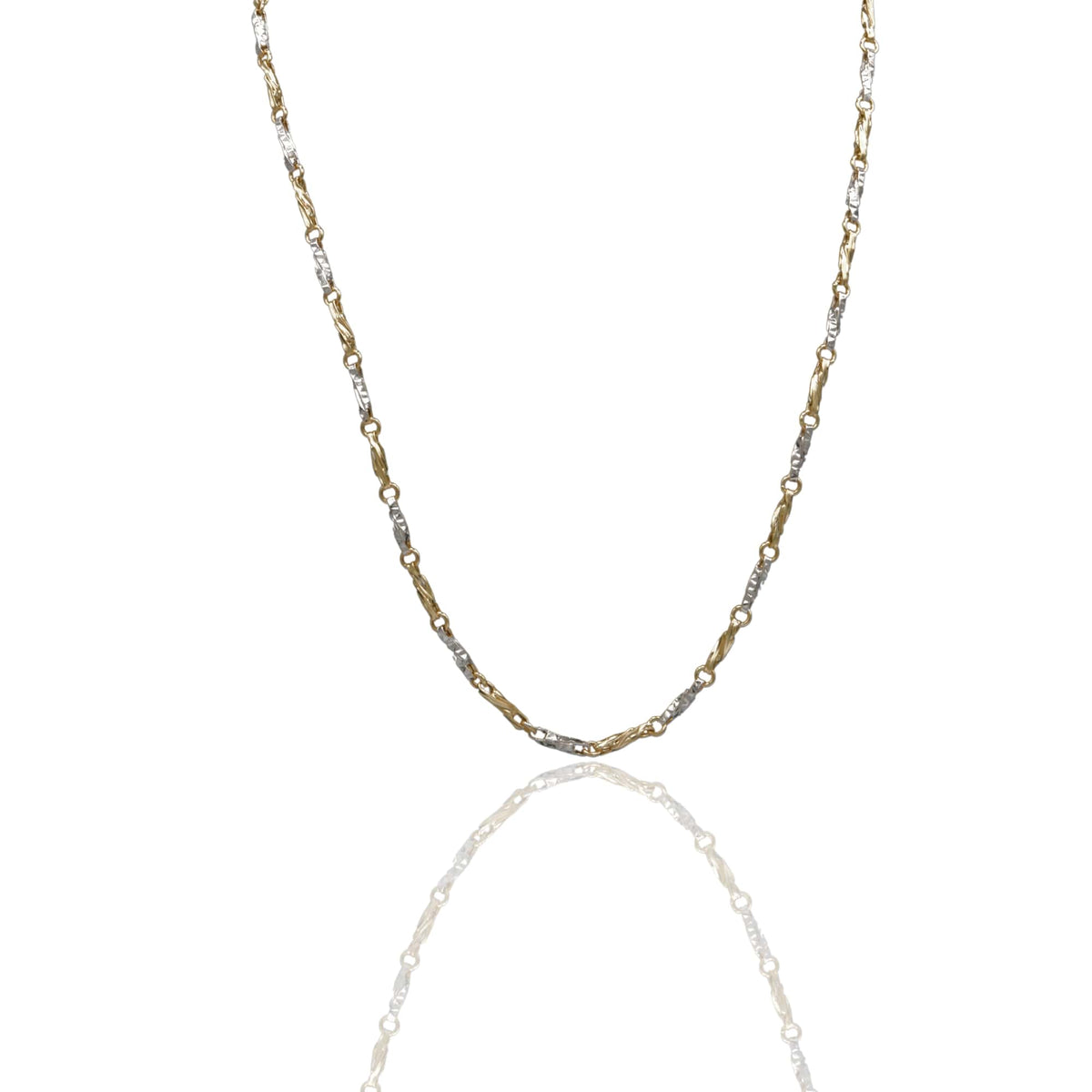 Collana Oro Giallo Oro Bianco Oro 18 carati Girocollo catena alternata Solo Oro