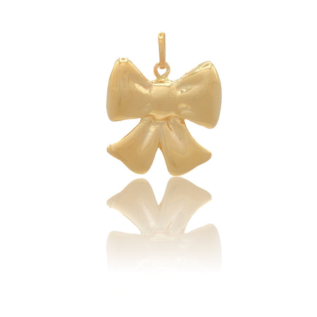 Ciondolo Oro Giallo Oro 18 carati Fiocco con cuore elettroformato Solo Oro lunghezza cm. 2,7 larghezza cm. 2,3 spessore 5,4 mm