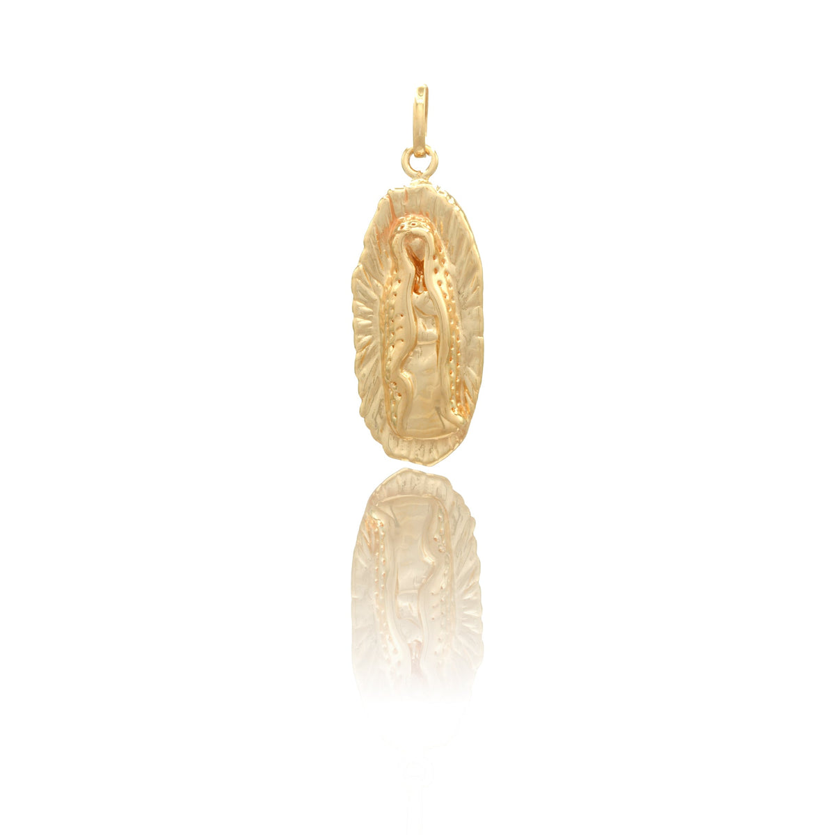 Ciondolo Oro Giallo Oro 18 carati Madonna Guadalupe Elettroformata Solo Oro MIS.1 lunghezza cm. 3,5 larghezza cm. 1,3 spessore 4,3 mm