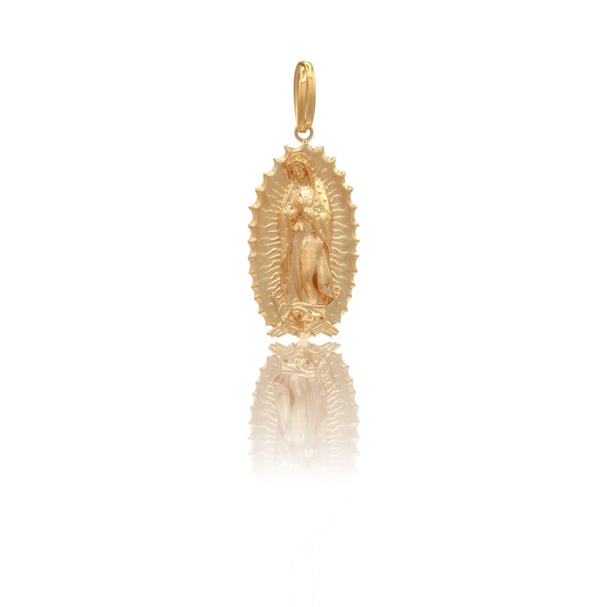 Ciondolo Oro Giallo Oro 18 carati Madonna Guadalupe Elettroformata Solo Oro MIS.2 lunghezza cm. 6,5 larghezza cm. 3 spessore 6,4 mm