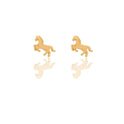 Orecchini Oro Giallo Oro 18 carati CAVALLO A LOBO Zirconi Bianchi