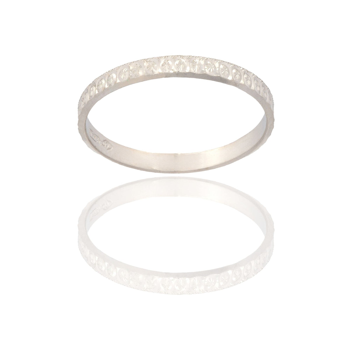 Anello Oro Bianco Oro 18 carati FERMANELLO DIAMANTATO Solo Oro MIS. DALL' 8 AL 30