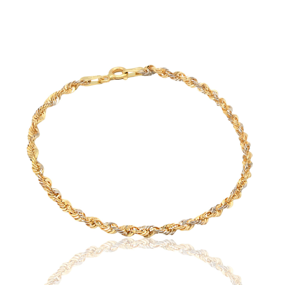 Bracciale Oro Giallo Oro Bianco Oro 18 carati America 030 Solo Oro cm. 19