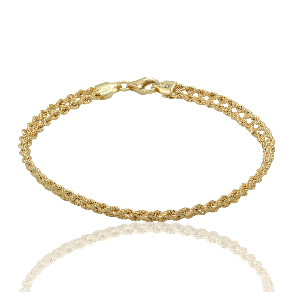 Bracciale Oro Giallo Oro 18 carati Laser 40 2 Fili Cuore Solo Oro cm. 19