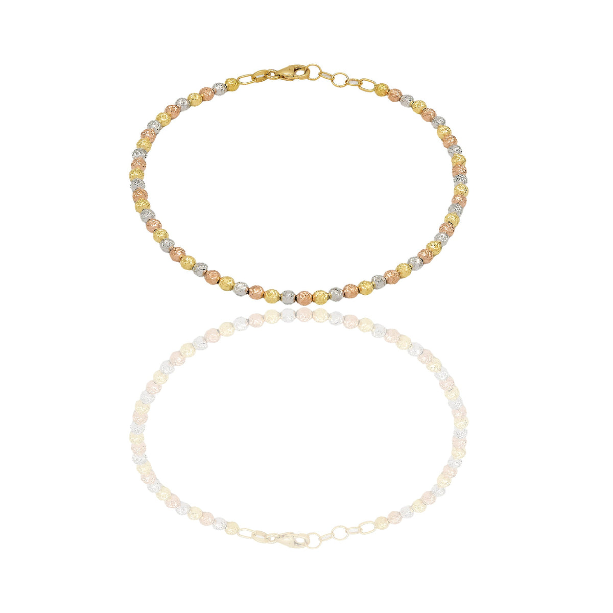 Bracciale Oro Giallo Oro Bianco, Oro Rosa Oro 18 carati Milleluci Solo Oro Lunghezza cm. 19 sfera mm. 3