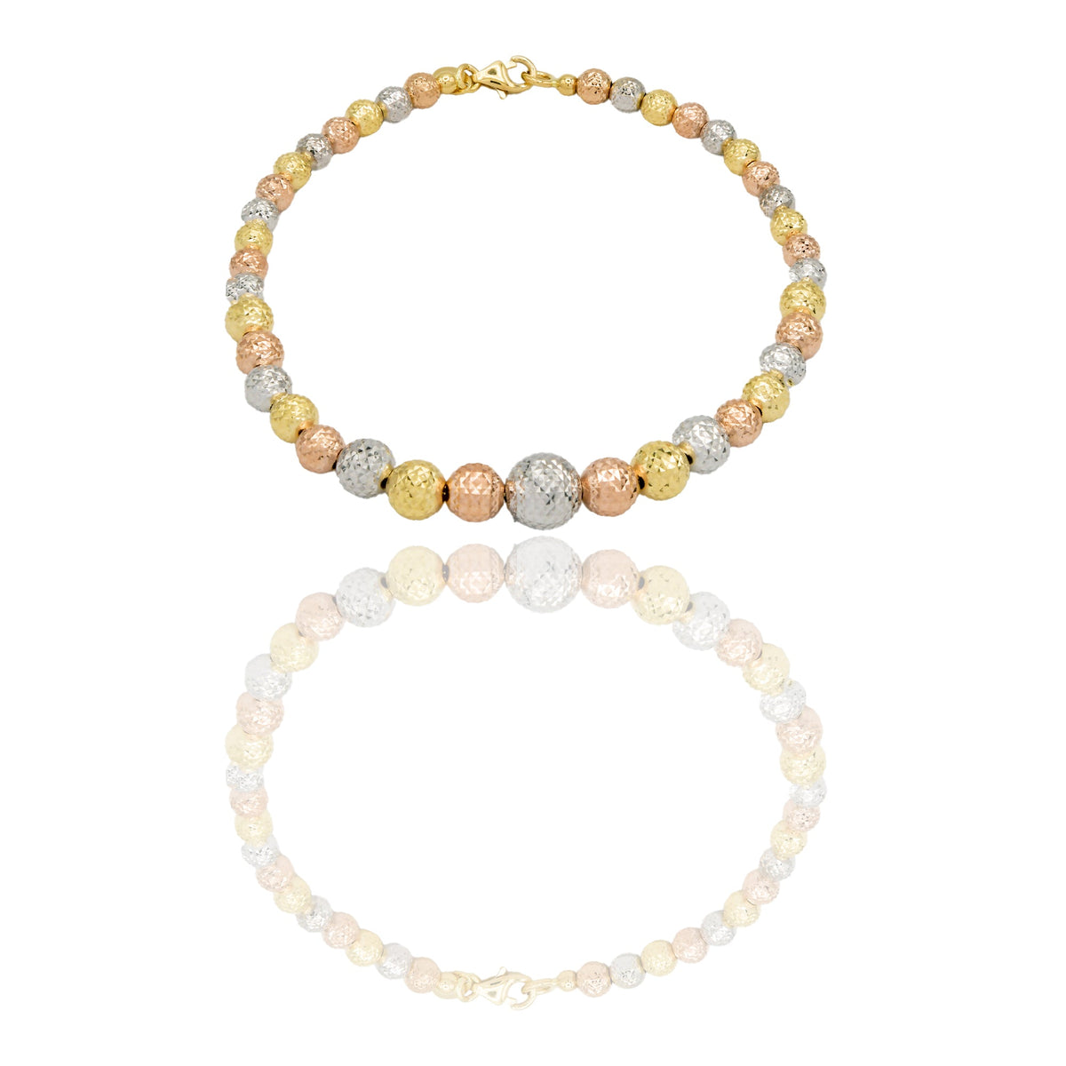 Bracciale Oro Giallo Oro Bianco, Oro Rosa Oro 18 carati Milleluci Sfere a scalare Solo Oro Lunghezza cm. 19 sfera mm. 4/5/6/8