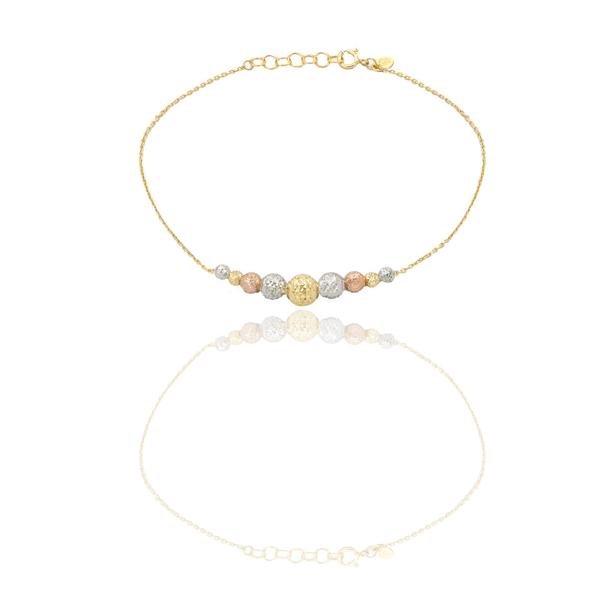 Bracciale Oro Giallo Oro Bianco, Oro Rosa Oro 18 carati Milleluci Sfere a scalare Solo Oro Lunghezza cm. 19 sfera mm. 3/4/5/6