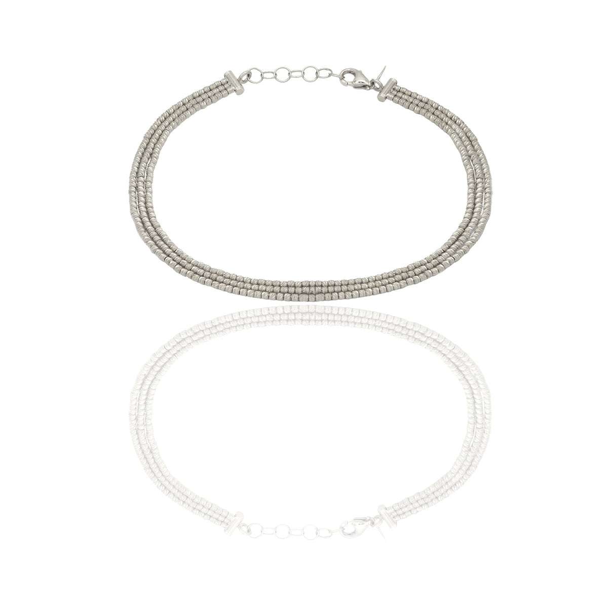 Bracciale Oro Bianco Oro 18 carati 3 Fili Sfera Slash Solo Oro Lunghezza cm. 19 sfera mm. 1,40