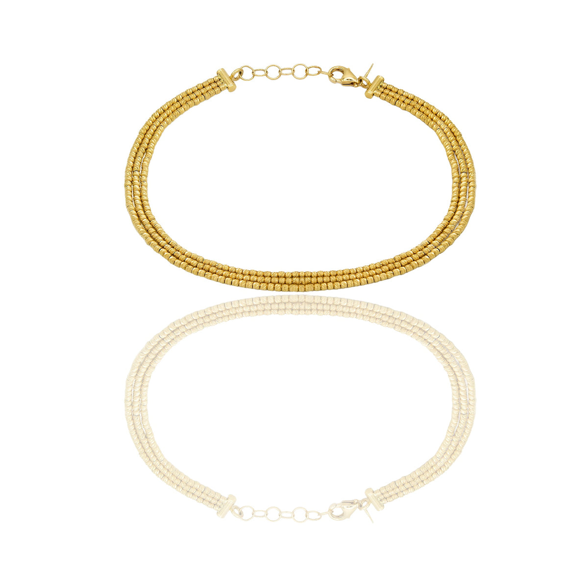 Bracciale Oro Giallo Oro 18 carati 3 Fili Sfera Slash Solo Oro Lunghezza cm. 19 sfera mm. 1,40
