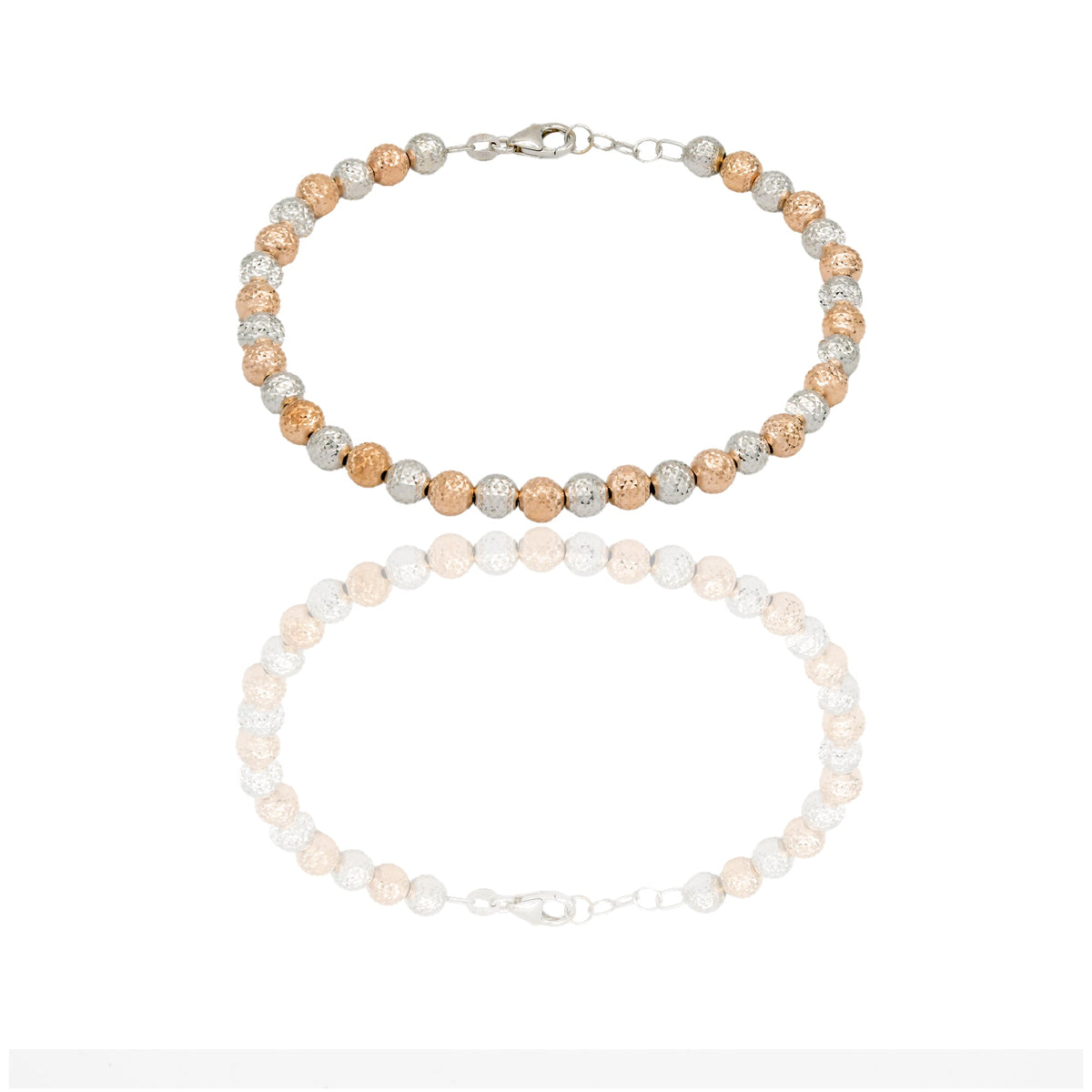 Bracciale Oro Bianco, Oro Rosa Oro 18 carati Milleluci Solo Oro Lunghezza cm.19 sfera mm. 5