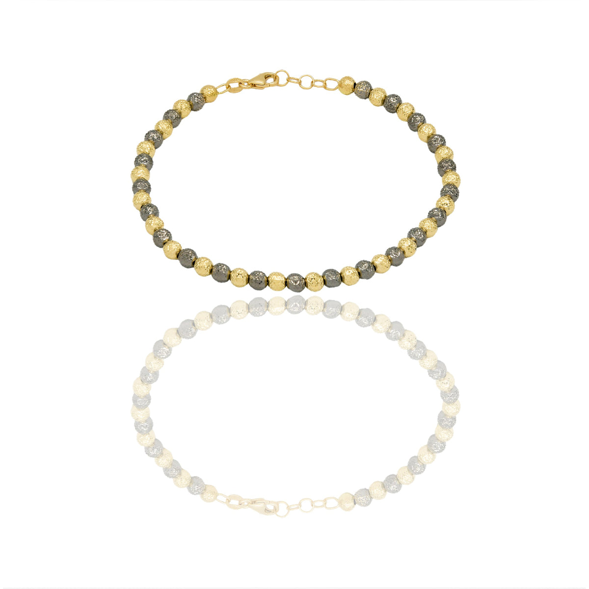 Bracciale Oro Nero, Oro Giallo Oro 18 carati Milleluci Solo Oro Lunghezza cm.19 sfera mm. 4