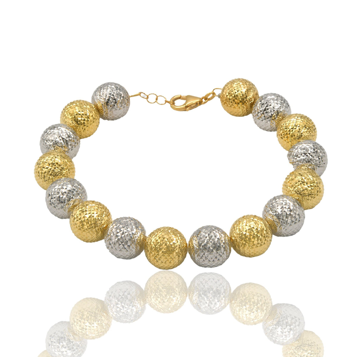 Bracciale Oro Giallo Oro Bianco Oro 18 carati Milleluci Solo Oro Sfera 12 mm