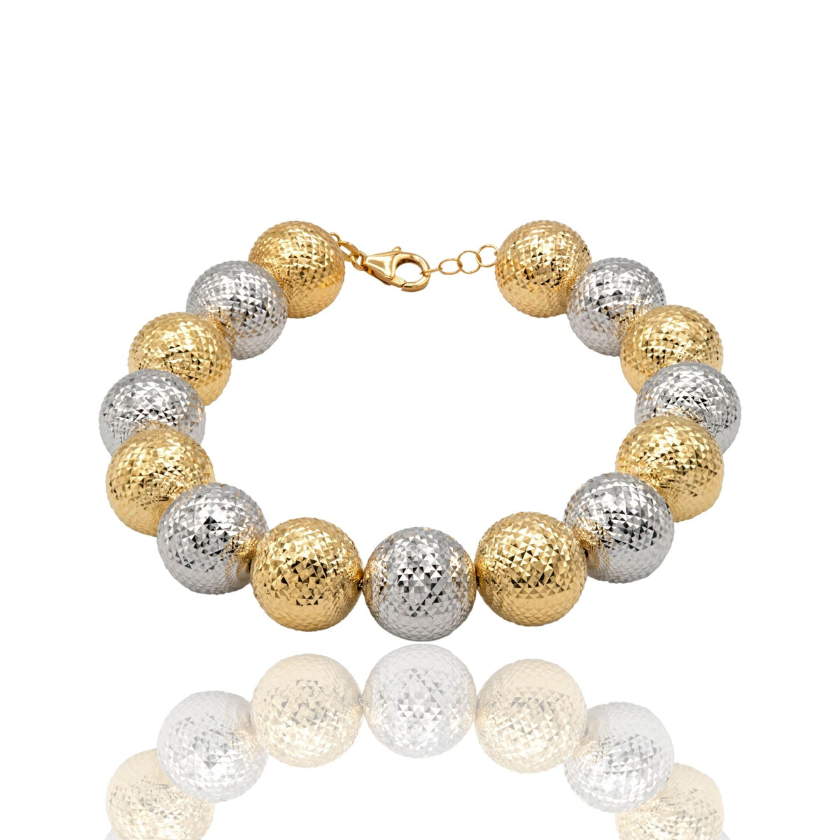 Bracciale Oro Bianco, Oro Giallo Oro 18 carati Milleluci Solo Oro Sfera 14 mm