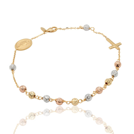 Bracciale Oro Bianco, Oro Giallo, Oro Rosa Oro 18 carati Rosario Sfere Milleluci Solo Oro Sfera 4 mm