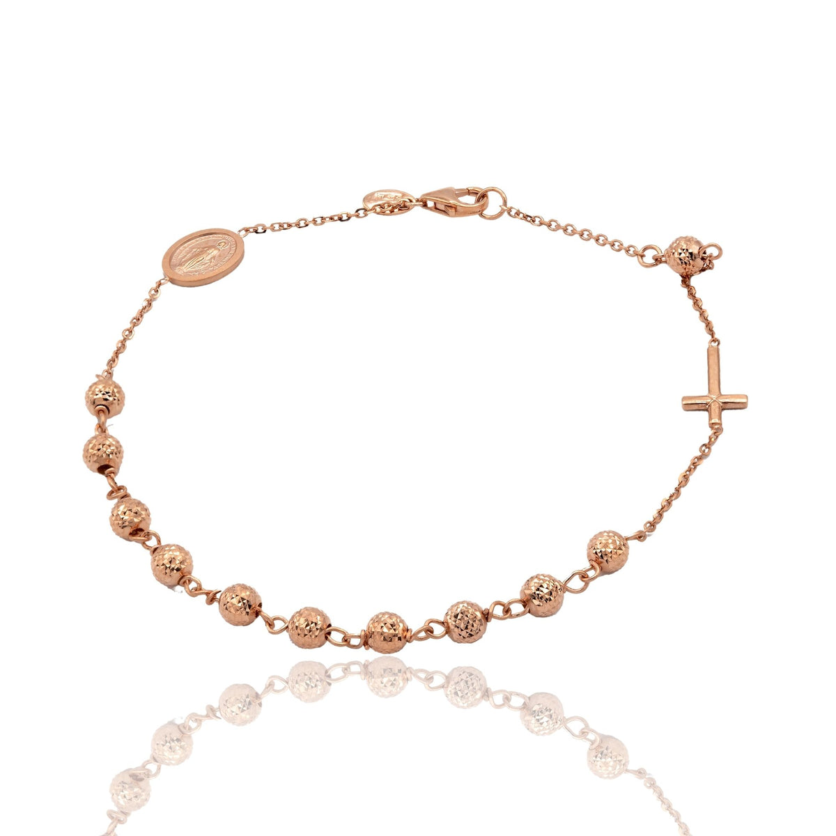 Bracciale Oro Rosa Oro 18 carati Rosario Sfere Milleluci Solo Oro Sfera 4 mm