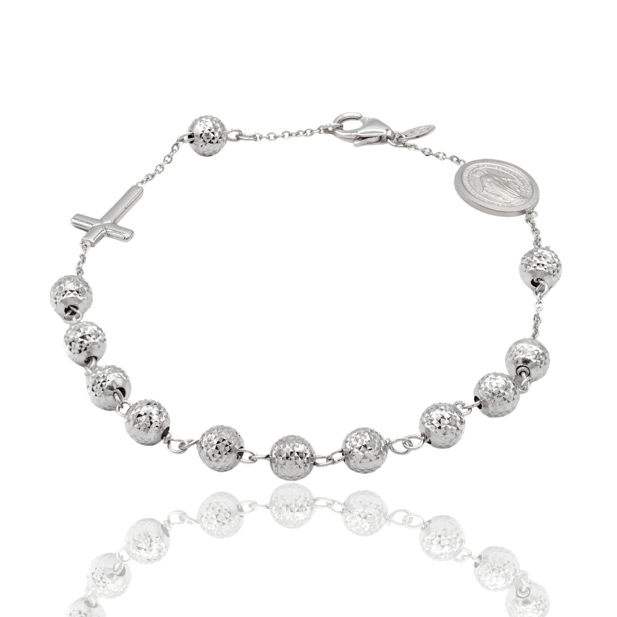 Bracciale Oro Bianco Oro 18 carati Rosario Sfere Milleluci Solo Oro Sfera 5 mm
