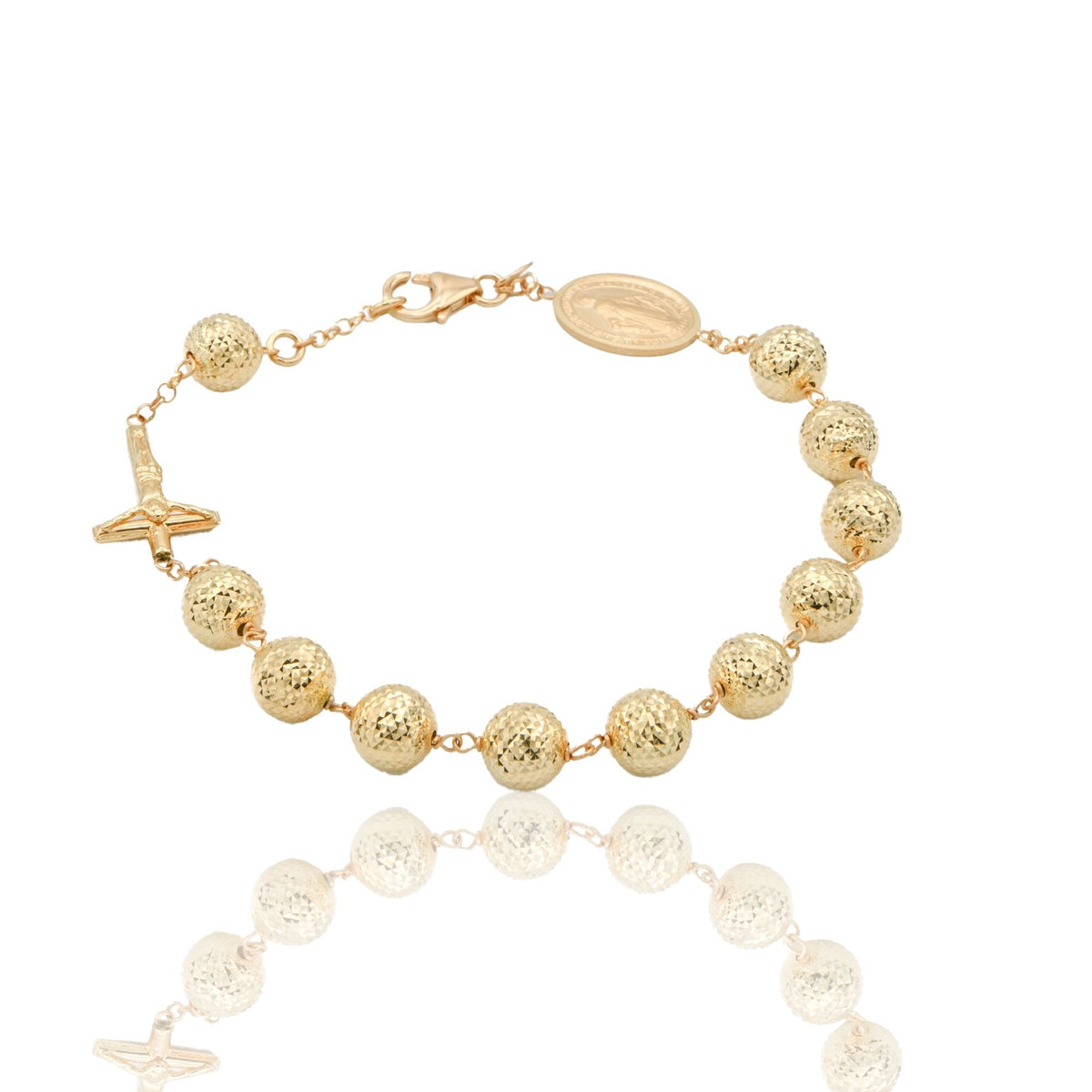 Bracciale Oro Giallo Oro 18 carati Rosario Sfere Milleluci Solo Oro Sfera 8 mm