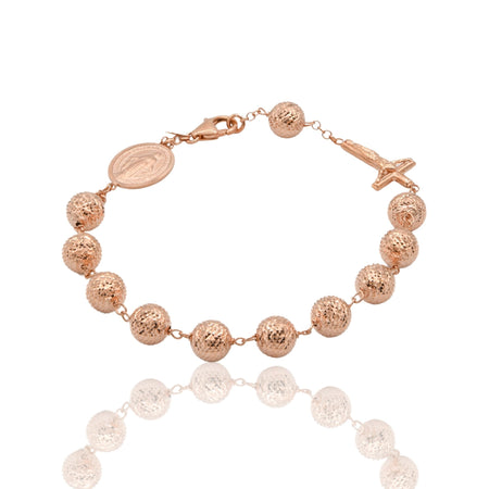 Bracciale Oro Rosa Oro 18 carati Rosario Sfere Milleluci Solo Oro Sfera 8 mm