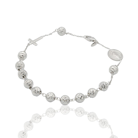 Bracciale Oro Bianco Oro 18 carati Rosario Sfere Milleluci Solo Oro Sfera 6 mm