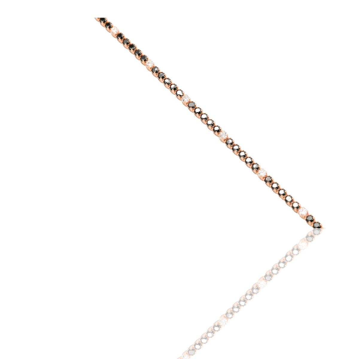 Bracciale Oro Rosa Oro 18 carati Tennis morbido Zirconi Neri, Zirconi Bianchi lunghezza 18cm spessore mm 1,4