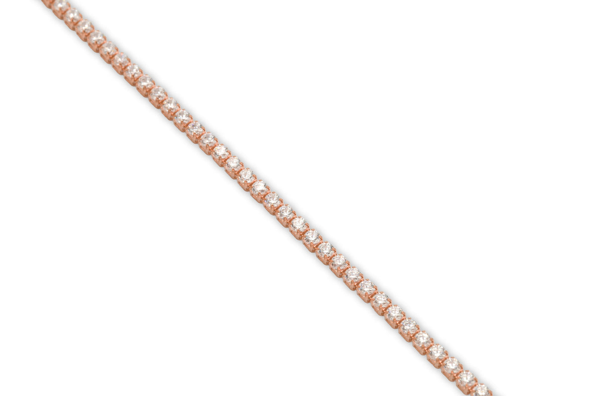 Bracciale Oro Rosa Oro 18 carati Tennis Morbido Zirconi Bianchi cm. 18