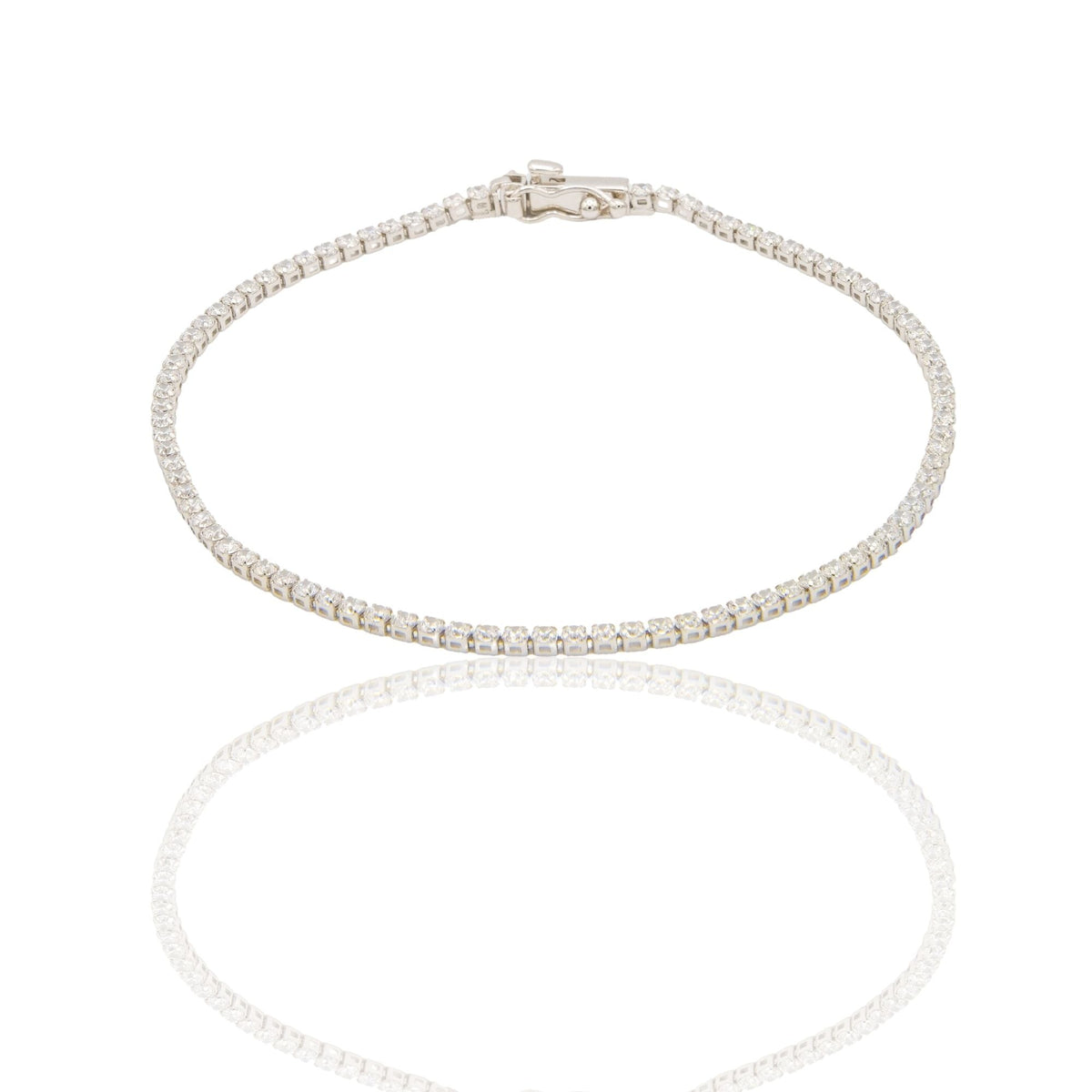Bracciale Oro Bianco Oro 18 carati Tennis morbido Zirconi Bianchi lunghezza 19cm spessore mm 1,7