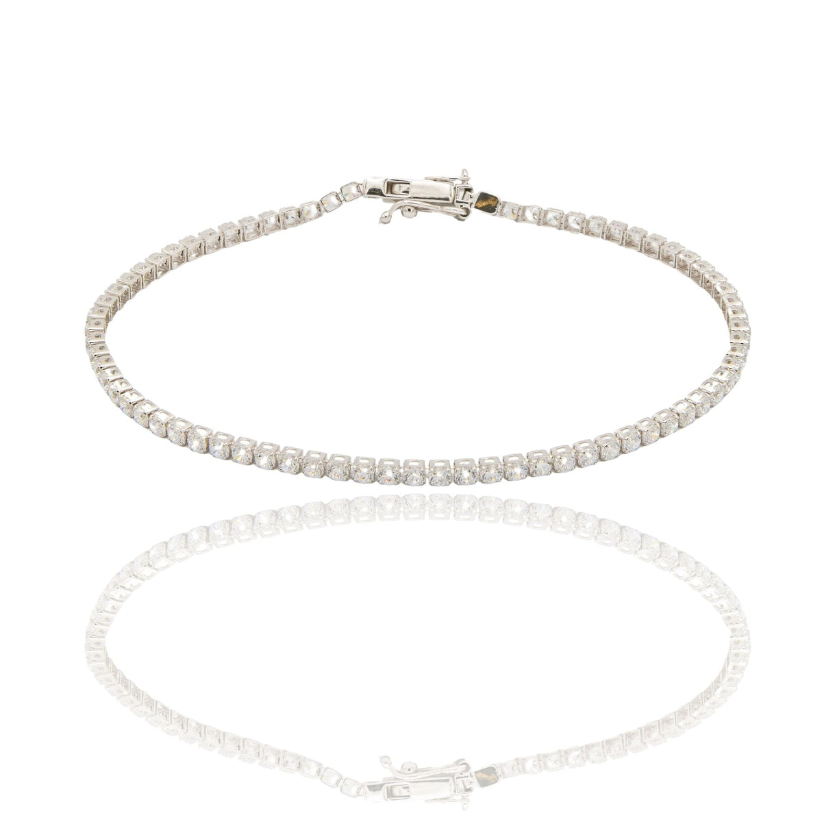 Bracciale Oro Bianco Oro 18 carati Tennis morbido Zirconi Bianchi lunghezza 17cm spessore mm 2