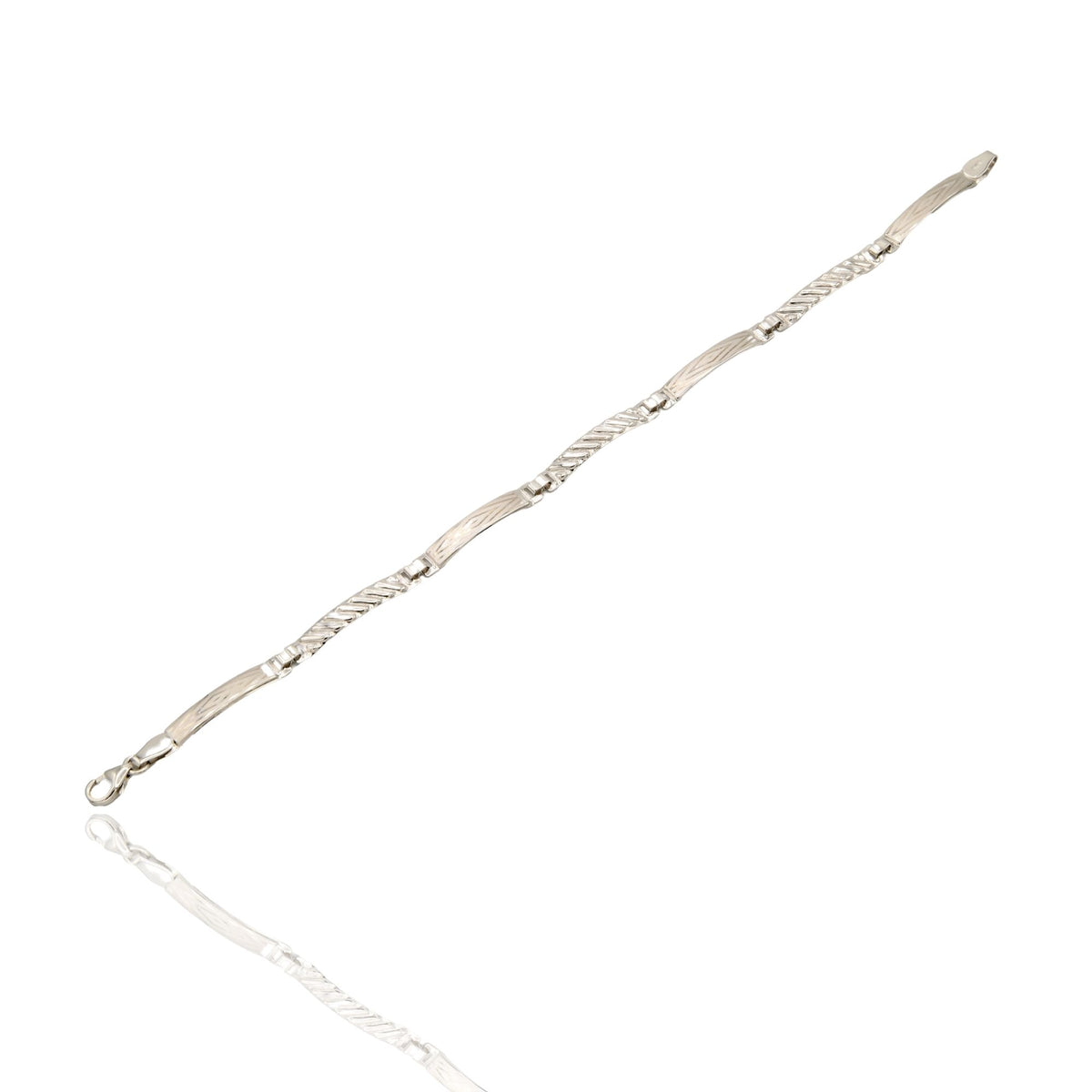 Bracciale Oro Bianco Oro 18 carati Piastre Alternate Solo Oro cm. 19,5