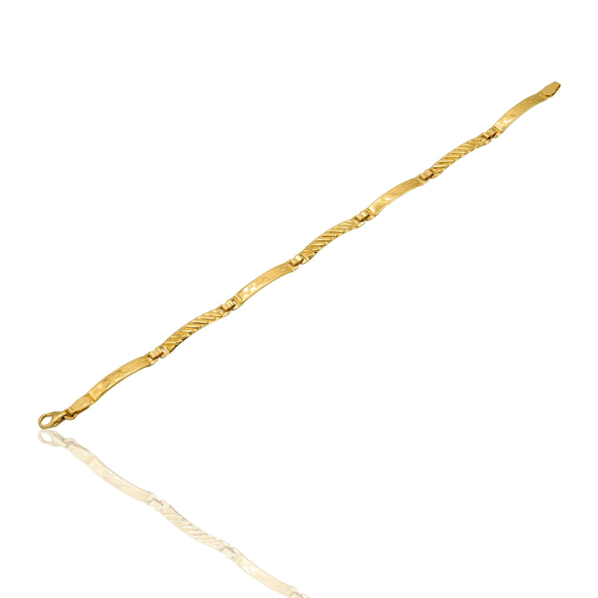 Bracciale Oro Giallo Oro 18 carati Piastre Alternate Solo Oro cm. 19,5