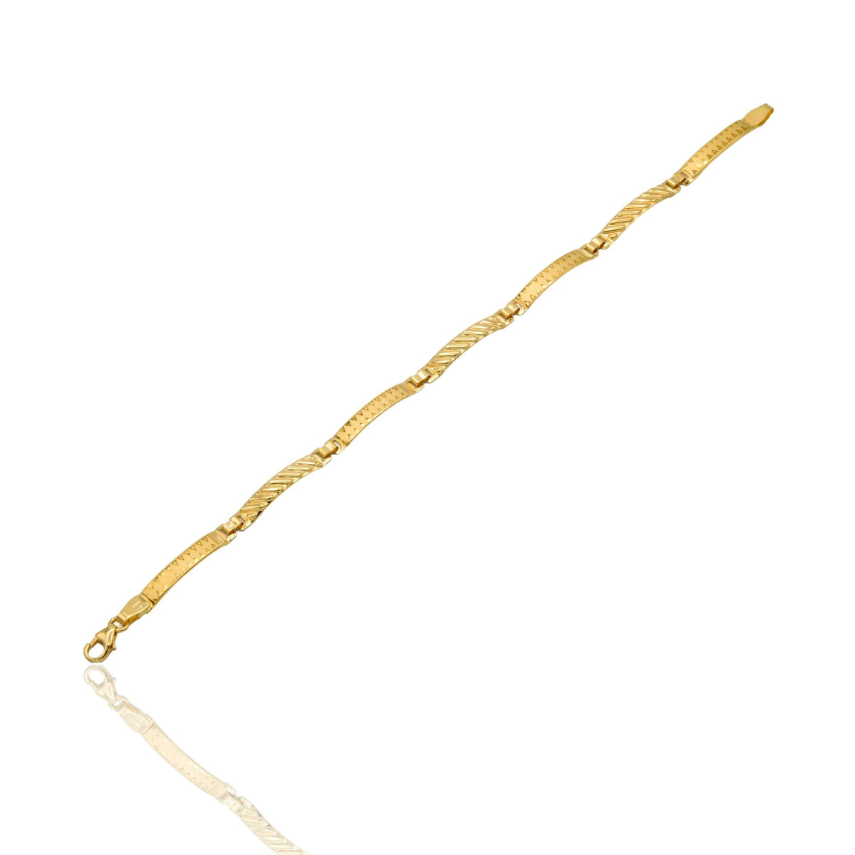 Bracciale Oro Giallo Oro 18 carati Piastre Alternate Solo Oro cm. 19,5
