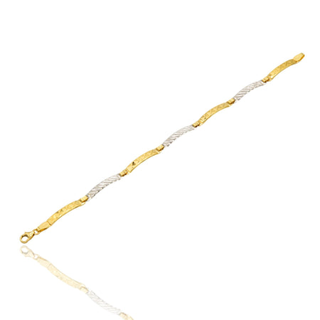 Bracciali Oro Giallo Oro Bianco Oro 18 carati Piastre Alternate Solo Oro cm. 19,5